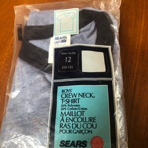 Sears Light Blue Boys' Crew Neck T-Shirt with Black Trim